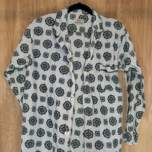 Vtg 1970's Mark Royal Geometric Medallion Fabric Flannel Cotton Pajamas